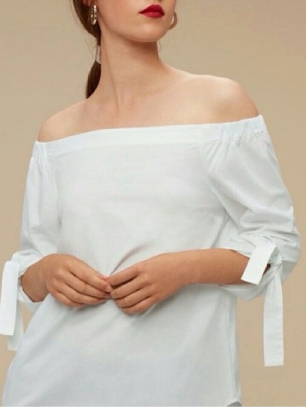 Aritzia BABATON Malik Off Shoulder White Minimalist Top XS
